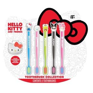 Hello Kitty Toothbrush Collection - Red, Pink, Green, Blue, Black